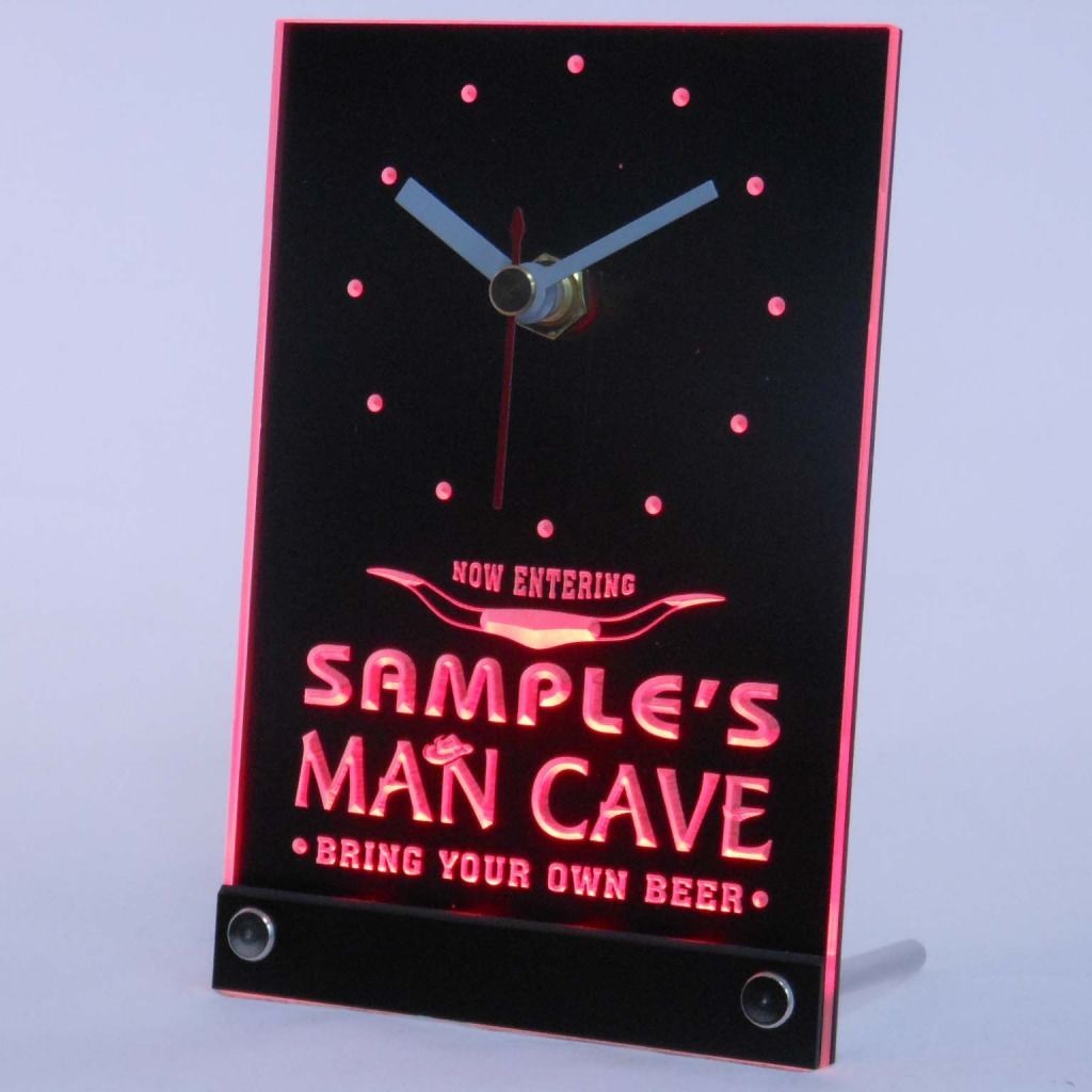 Personalized Man Cave Room Bar Led Table Clock Red